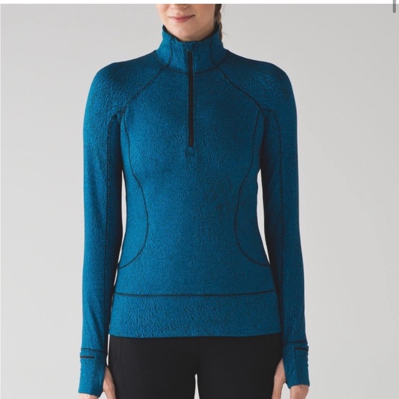 Lululemon Rush Hour 1/2 Zip Jacquard Blue/Black Sz.6 - Picture 2 of 12